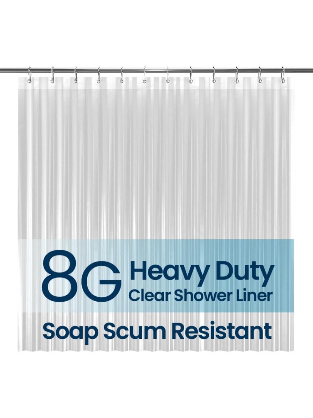 New Shower Curtain PEVA 8G, 72x72 Inch Waterproof Clear
